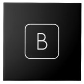 Modern gestileerde Initiaal Monogram | Wit & Zwart Tegeltje (Voorkant)