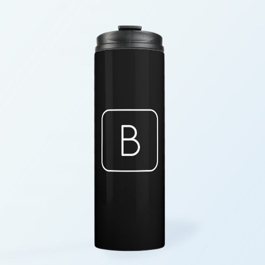 Modern gestileerde Initiaal Monogram | Wit & Zwart Thermosbeker