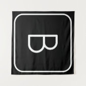 Modern gestileerde Initiaal Monogram | Wit & Zwart Wandkleed (Voorkant (horizontaal))