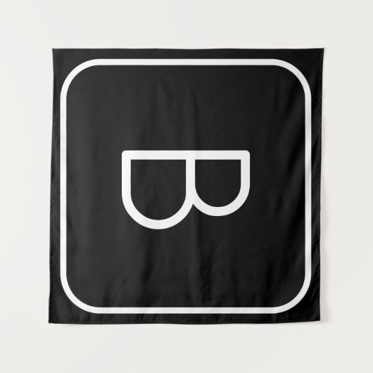 Modern gestileerde Initiaal Monogram | Wit & Zwart Wandkleed (Voorkant (horizontaal))