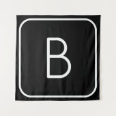 Modern gestileerde Initiaal Monogram | Wit & Zwart Wandkleed (Voorkant)