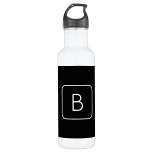Modern gestileerde Initiaal Monogram   Wit & Zwart Waterfles