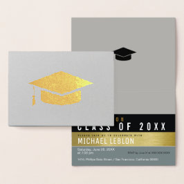 modern, gestreept en elegant afstuderen afstudeerd folie kaarten