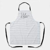 Modern gestreept handgeschreven script gepersonali schort (Voorkant)