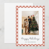 Modern Gestreept Lijst Kerst Familie Fotokaarten Feestdagenkaart (Voorkant / Achterkant)