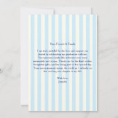 Modern gestreept marineblauw foto Afstuderen Bedankkaart (Achterkant)