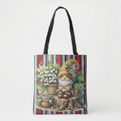 Modern gestreept met gnoom tote bag (Voorkant)