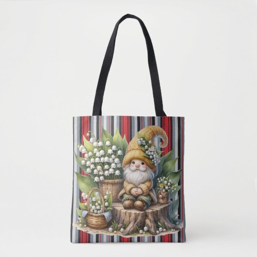Modern gestreept met gnoom tote bag (Voorkant)