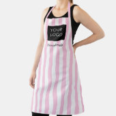 Modern Gestreepte Custom Business Logo Roze Wit Schort (Insitu)
