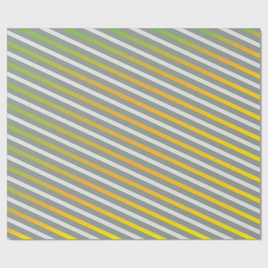 Modern gestreepte Patroon grijs groen sinaasappel Cadeaupapier (Vlak)