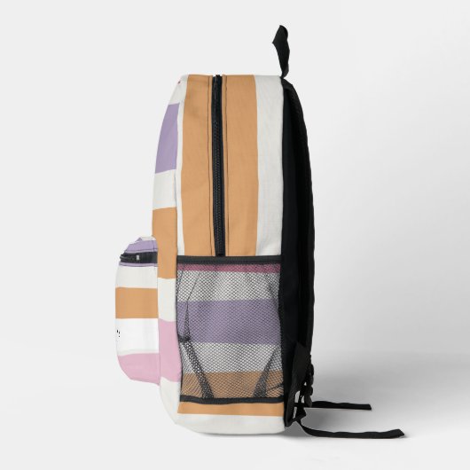 Modern gestreepte perzik, roze, lavendel en wit me bedrukte rugzak (Rechts)