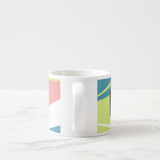 Modern gestript monogram geometrisch patroon espresso kop (Achterkant)