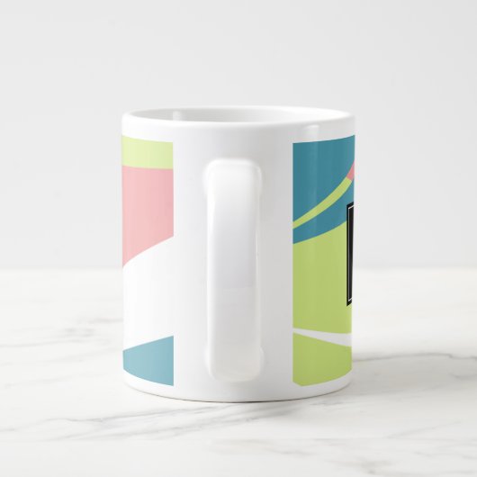 Modern gestript monogram geometrisch patroon grote koffiekop (Achterkant)