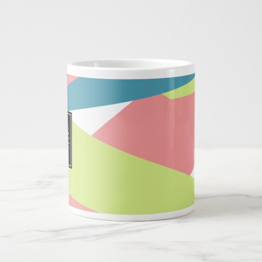 Modern gestript monogram geometrisch patroon grote koffiekop (Voorkant)