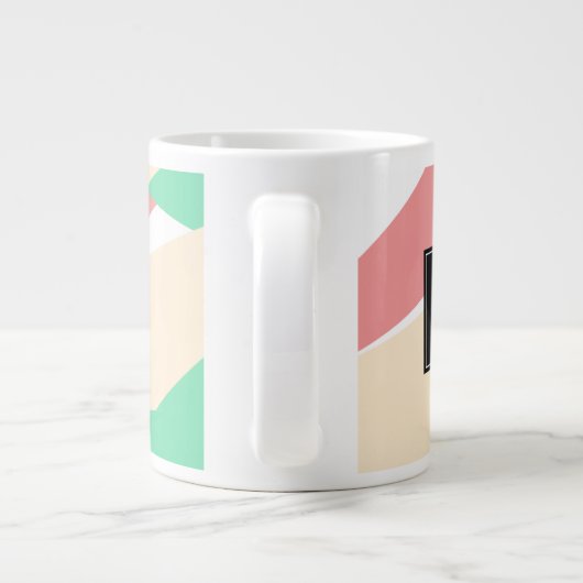 Modern gestript monogram geometrisch patroon grote koffiekop (Achterkant)