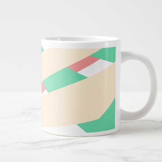 Modern gestript monogram geometrisch patroon grote koffiekop (Rechts)