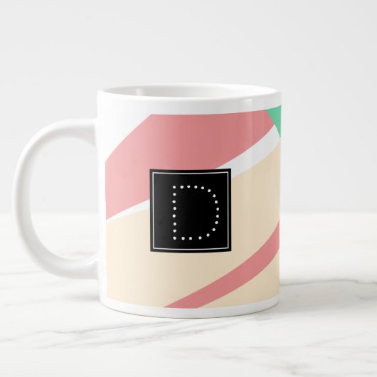 Modern gestript monogram geometrisch patroon grote koffiekop (Links)