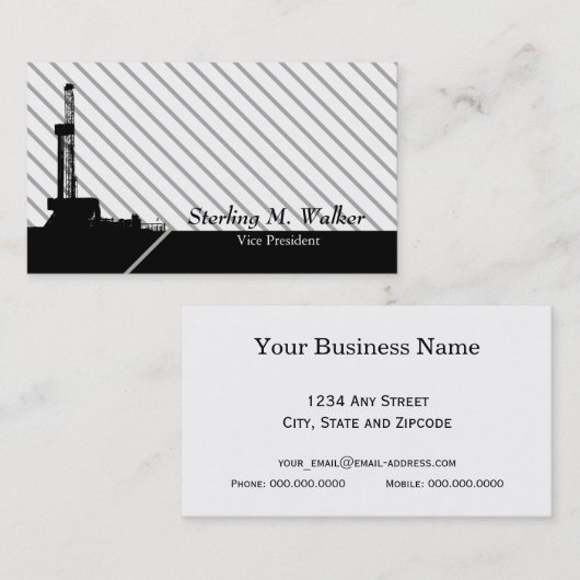 Modern gestript ontwerp van olievelden visitekaartje (Voorkant / Achterkant)
