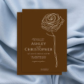 Modern getekende bloemenbruine bruiloft kaart