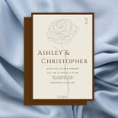 Modern getekende bloemenbruine bruiloft kaart