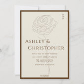 Modern getekende bloemenbruine bruiloft kaart (Voorkant)