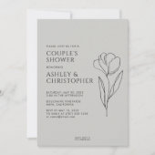 Modern getekende bloemenrook zwart bruiloft douche kaart (Voorkant)