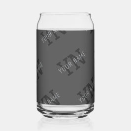 Modern Getiteld Donkergrijs Monogrammed Naam/ander Blikvorm Glas