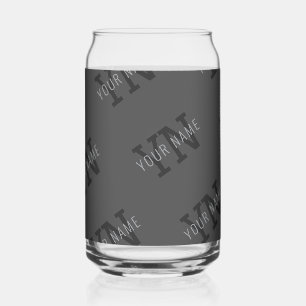 Modern Getiteld Donkergrijs Monogrammed Naam/ander Blikvorm Glas