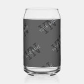 Modern Getiteld Donkergrijs Monogrammed Naam/ander Blikvorm Glas (Achterkant)