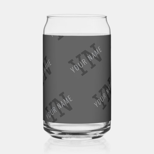 Modern Getiteld Donkergrijs Monogrammed Naam/ander Blikvorm Glas (Links)