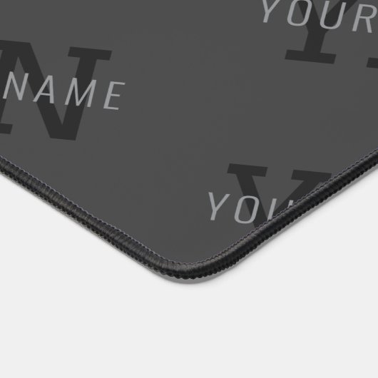 Modern Getiteld Donkergrijs Monogrammed Naam/ander Bureaumat (Hoek)