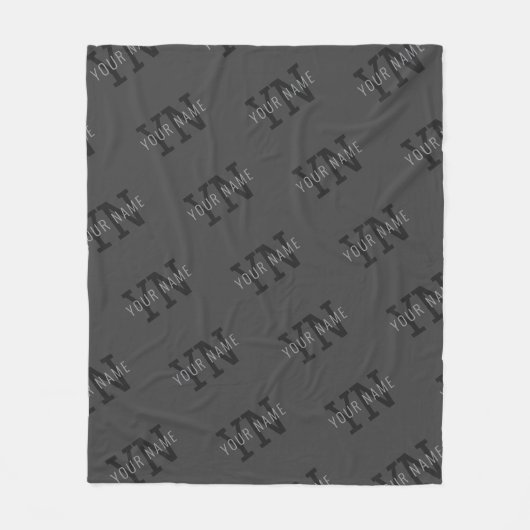 Modern Getiteld Donkergrijs Monogrammed Naam/ander Fleece Deken (Voorkant)