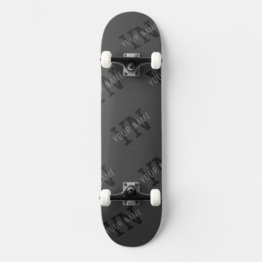 Modern Getiteld Donkergrijs Monogrammed Naam/ander Persoonlijk Skateboard (Voorkant)