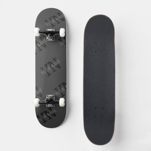 Modern Getiteld Donkergrijs Monogrammed Naam/ander Persoonlijk Skateboard (Voorkant)