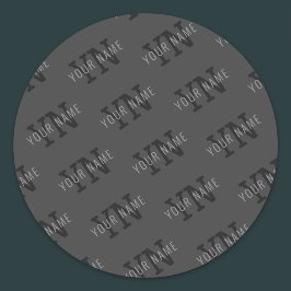 Modern Getiteld Donkergrijs Monogrammed Naam/ander Ronde Sticker