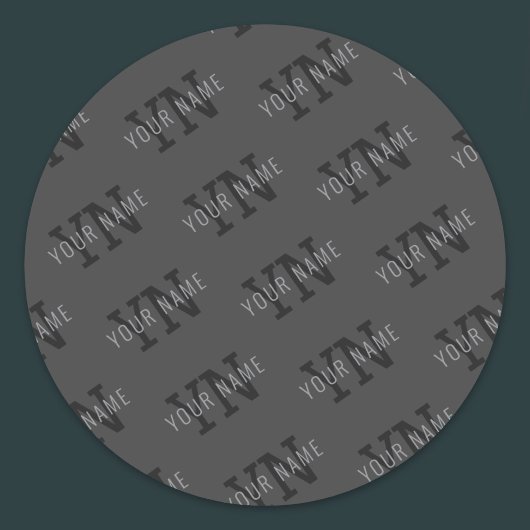 Modern Getiteld Donkergrijs Monogrammed Naam/ander Ronde Sticker