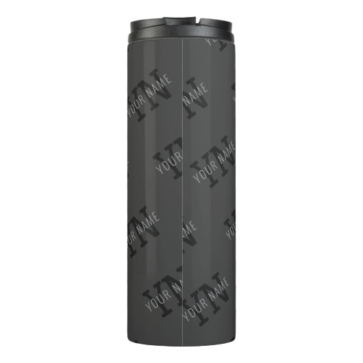 Modern Getiteld Donkergrijs Monogrammed Naam/ander Thermosbeker (Achterkant)