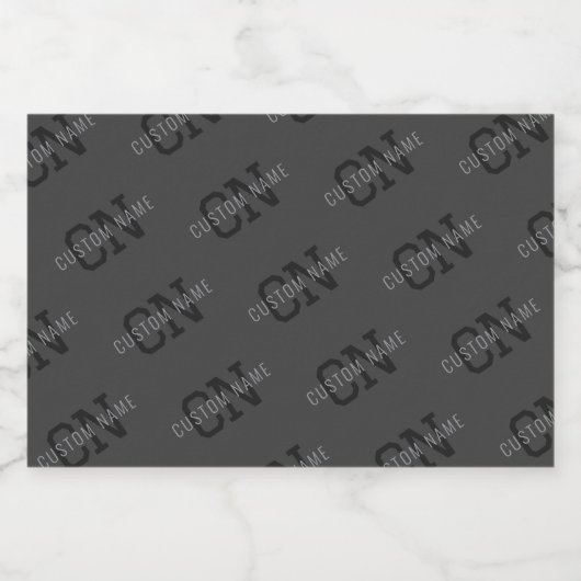 Modern Getiteld Donkergrijs Monogrammed Naam/ander Voedselcontainer Etiket (Enkel label)