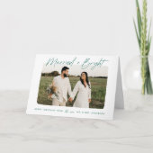 Modern Getrouwd en Helder Groen Script Foto Feestdagen Kaart (Voorkant)