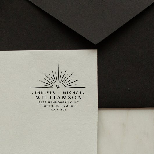 Modern getrouwd stel Elegant retour adres Rubberstempel