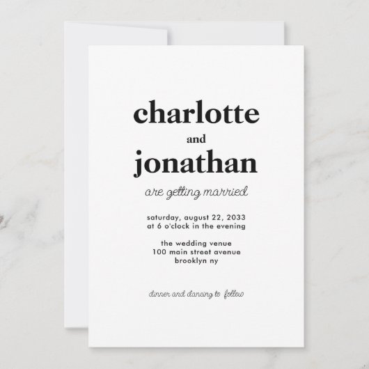 Modern Getrouwd Typografie QR Code Foto Bruiloft Kaart (Voorkant)