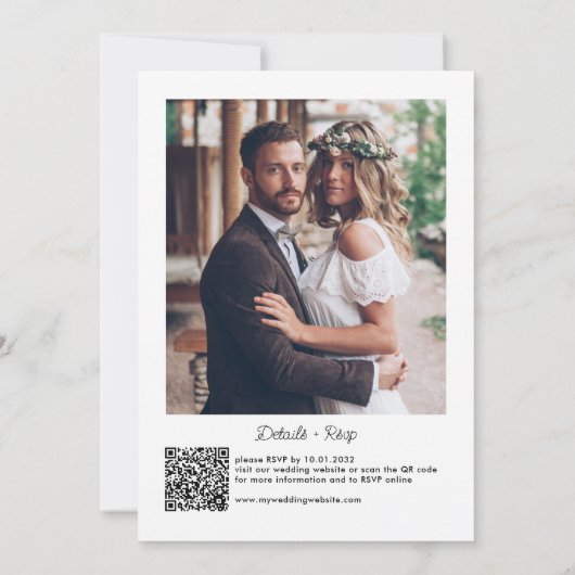 Modern Getrouwd Typografie QR Code Foto Bruiloft Kaart (Achterkant)