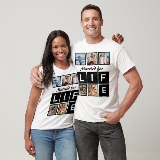 Modern Getrouwd voor het Leven 5 Fotocollage T-shirt (Unisex)