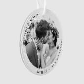 Modern Getrouwd & Vrolijk Foto Namen Kerstmis Ornament (voorkant)