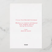 Modern getrouwd & vrolijke koppels 1e kerstmis folie feestdagenkaart (Achterkant)