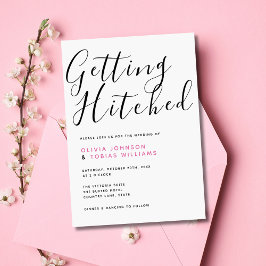 Modern Getting Hitched Typografie Bruiloft Kaart