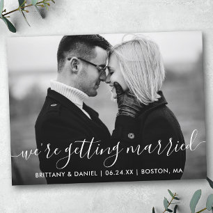 Modern Getting Married Save the Date BW Foto Briefkaart