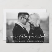 Modern Getting Married Zwart-wit Foto Save The Date (Voorkant)
