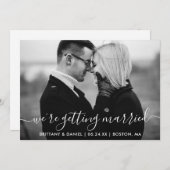 Modern Getting Married Zwart-wit Foto Save The Date (Voorkant / Achterkant)