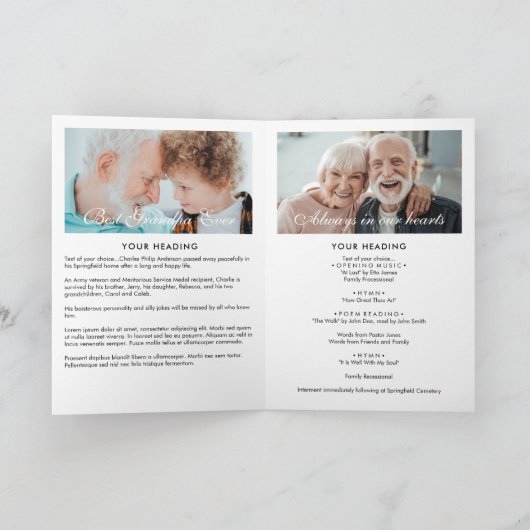 Modern Gevouwen 14-foto Memorial/begrafenisprogram Programma (Binnen)